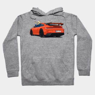 car 911 GT3 with skull man hands metal orange Hoodie